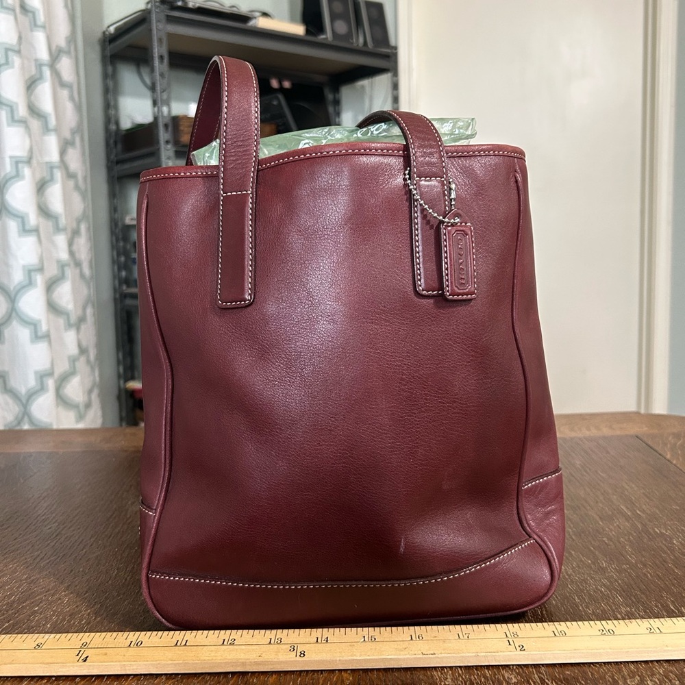 Coach Maroon Brown Medium Leather Tote #7776